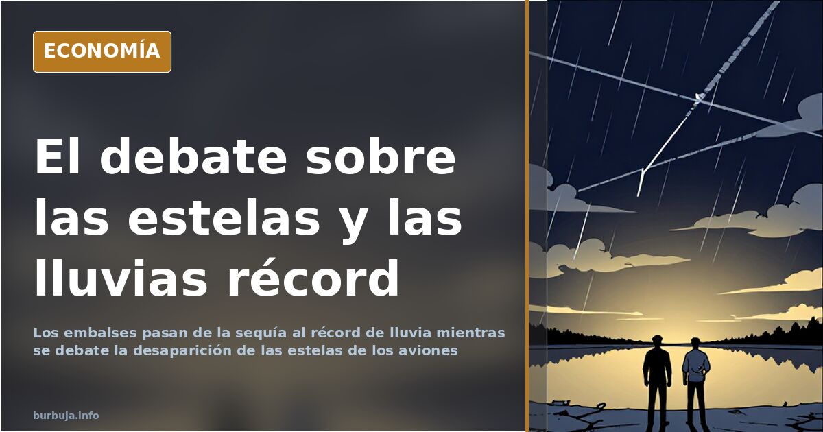 Cielo sobre una ciudad con un avión comercial, dentro del debate sobre las estelas de condensación