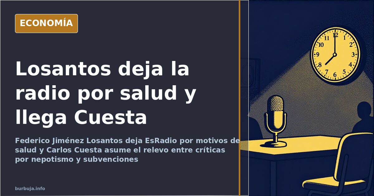 Micrófono de radio sobre una mesa de estudio vacía, ilustración sobre la salida de Federico Jiménez Losantos de EsRadio