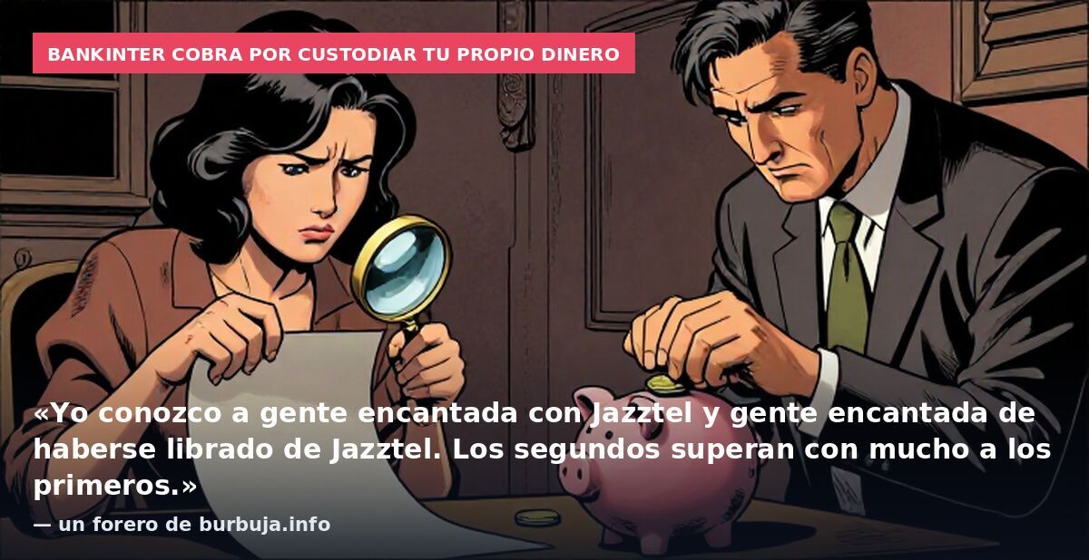 Bankinter cobra por custodiar tu propio dinero: «Yo conozco a gente encantada con Jazztel y gente encantada de haberse librado de Jazztel. Los segundos superan con mucho a los primeros.» — un forero de burbuja.info