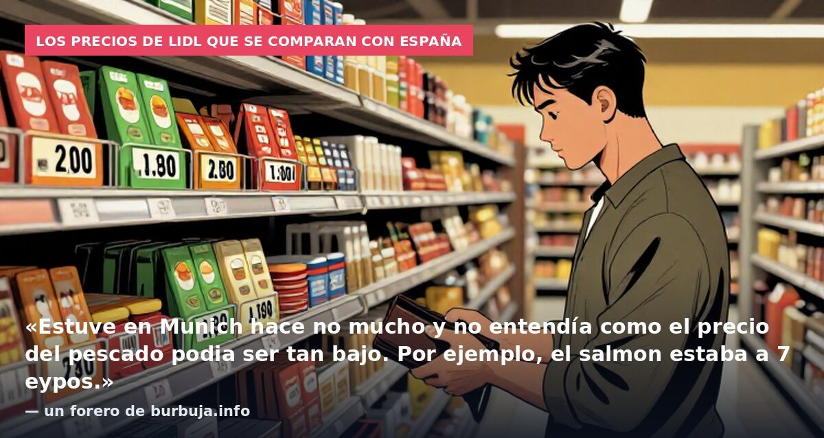 Los precios de Lidl que se comparan con España: «Estuve en Munich hace no mucho y no entendía como el precio del pescado podia ser tan bajo. Por ejemplo, el salmon estaba a 7 eypos.» — un forero de burbuja.info