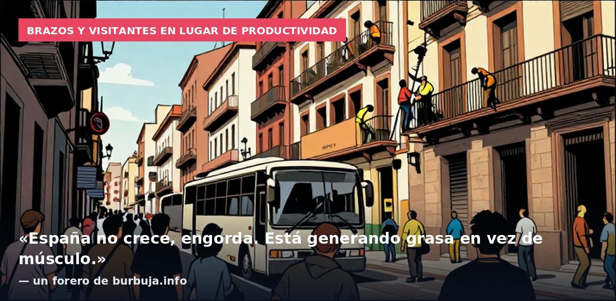 Brazos y visitantes en lugar de productividad: «España no crece, engorda. Está generando grasa en vez de músculo.» — un forero de burbuja.info