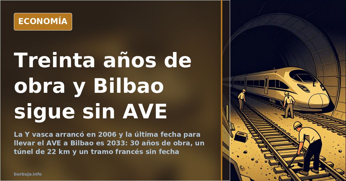 Trazado ferroviario de alta velocidad entre montañas con viaductos y túneles en la conexión de alta velocidad entre Bilbao y 