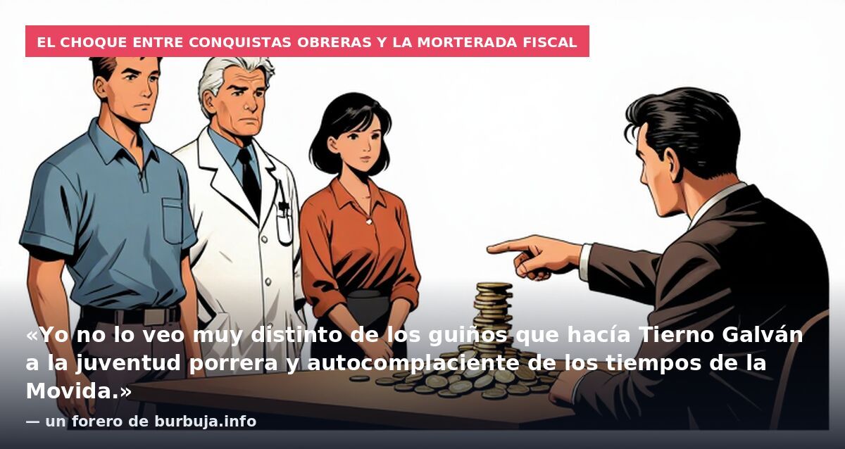 El choque entre conquistas obreras y la morterada fiscal: «Yo no lo veo muy distinto de los guiños que hacía Tierno Galván a la juventud porrera y autocomplaciente de los tiempos de la Movida.» — un forero de burbuja.info
