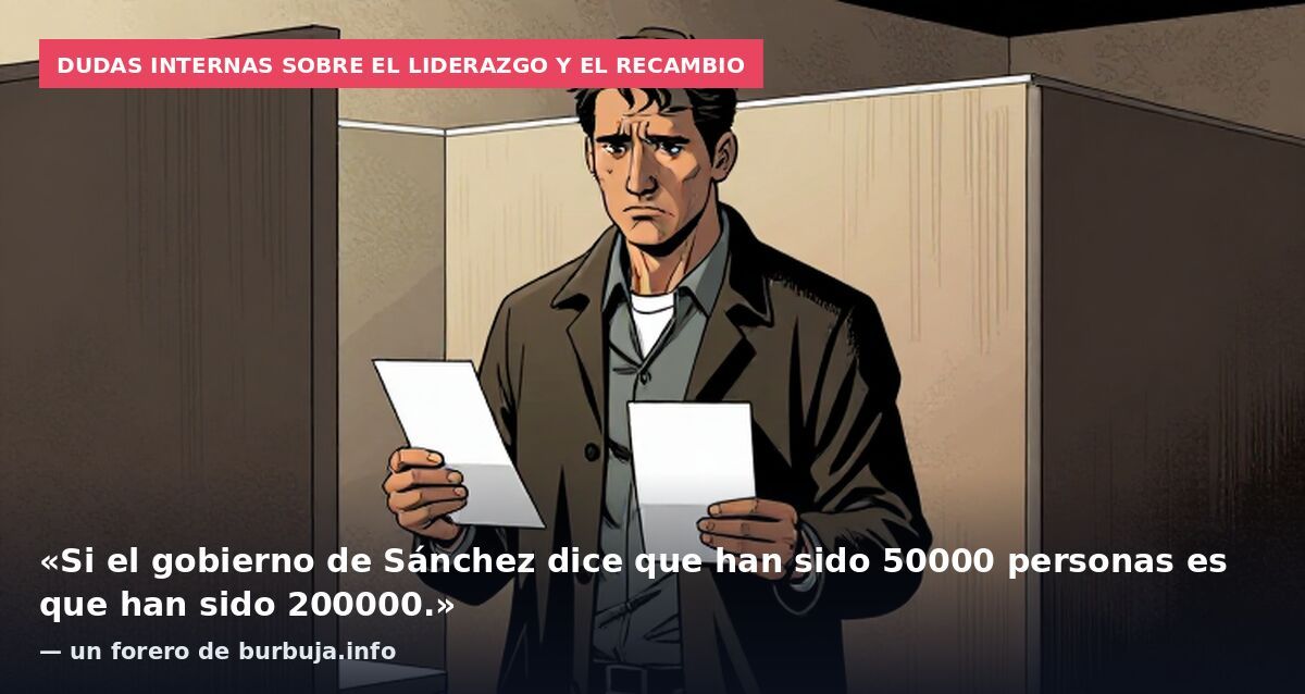 Dudas internas sobre el liderazgo y el recambio: «Si el gobierno de Sánchez dice que han sido 50000 personas es que han sido 200000.» — un forero de burbuja.info
