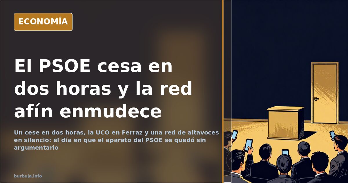 Fachada de una sede de partido con agentes judiciales accediendo y pantallas digitales apagadas, ilustración editorial azul m