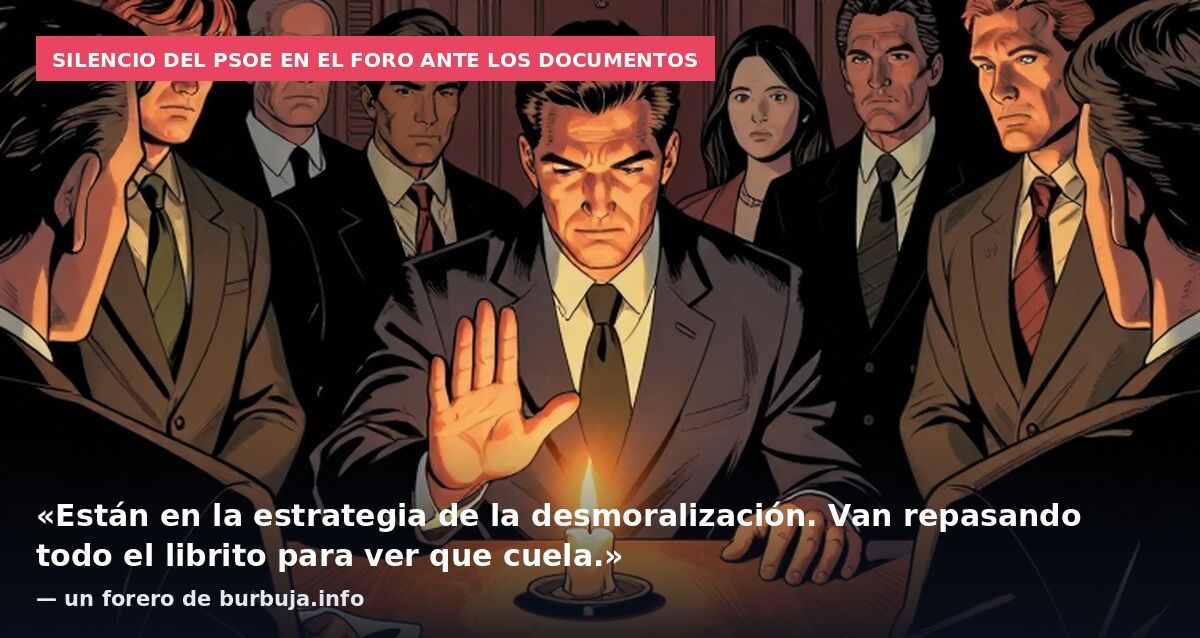 Silencio del PSOE en el foro ante los documentos: «Están en la estrategia de la desmoralización. Van repasando todo el librito para ver que cuela.» — un forero de burbuja.info