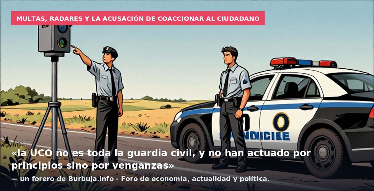 Multas, radares y la acusación de coaccionar al ciudadano: «la UCO no es toda la guardia civil, y no han actuado por principios sino por venganzas» — un forero de Burbuja.info - Foro de economía, actualidad y política.