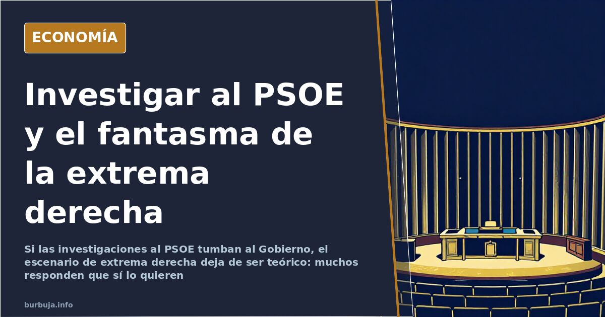 Ilustración editorial de un hemiciclo vacío en azul marino y oro, símbolo del posible gobierno de extrema derecha en España