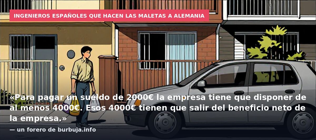 Ingenieros españoles que hacen las maletas a Alemania: «Para pagar un sueldo de 2000€ la empresa tiene que disponer de al menos 4000€. Esos 4000€ tienen que salir del beneficio neto de la empresa.» — un forero de burbuja.info