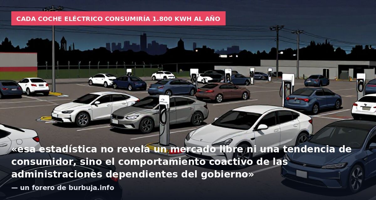 Cada coche eléctrico consumiría 1.800 kWh al año: «esa estadística no revela un mercado libre ni una tendencia de consumidor, sino el comportamiento coactivo de las administraciones dependientes del gobierno» — un forero de burbuja.info