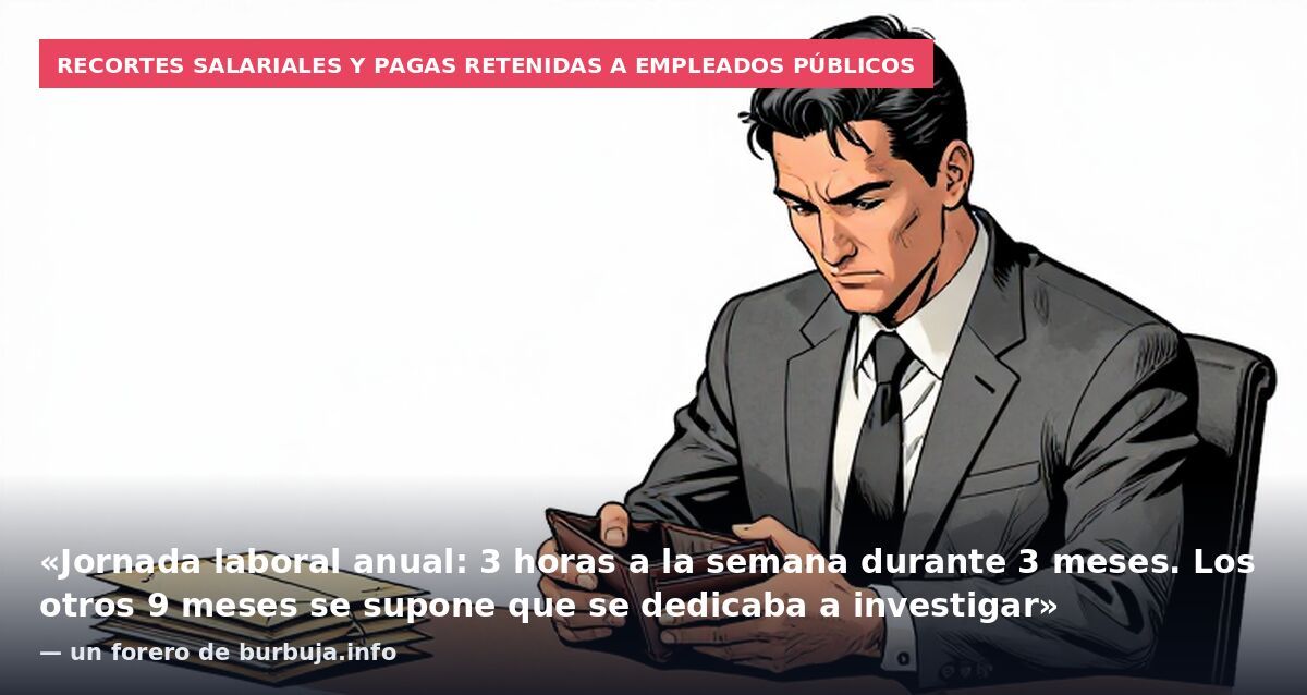 Recortes salariales y pagas retenidas a empleados públicos: «Jornada laboral anual: 3 horas a la semana durante 3 meses. Los otros 9 meses se supone que se dedicaba a investigar» — un forero de burbuja.info
