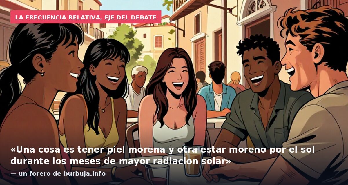La frecuencia relativa, eje del debate: «Una cosa es tener piel morena y otra estar moreno por el sol durante los meses de mayor radiacion solar» — un forero de burbuja.info