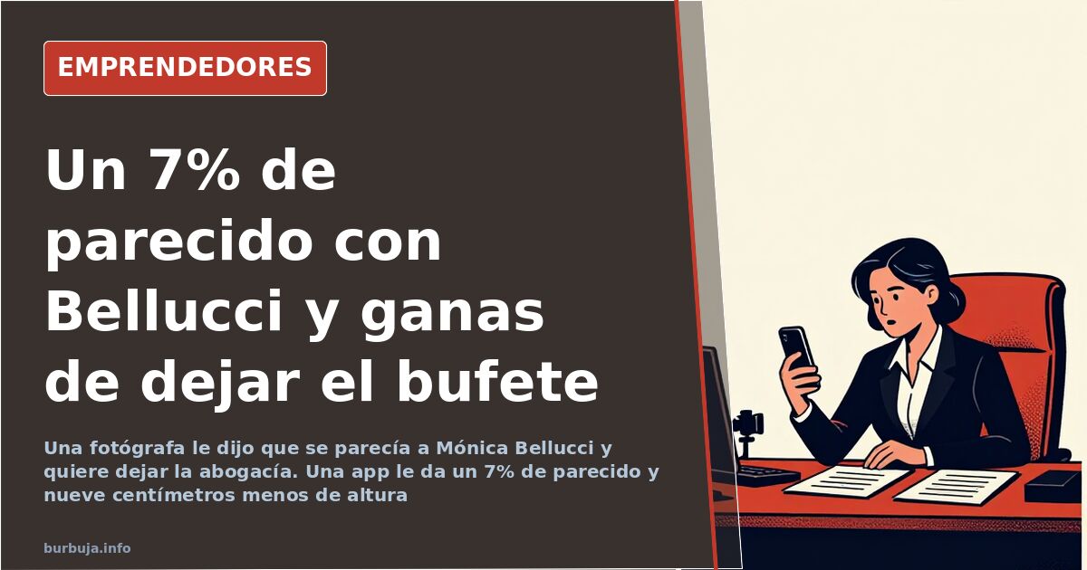 Retrato de estudio junto a una máquina de reconocimiento facial que compara el rostro con el de Mónica Bellucci