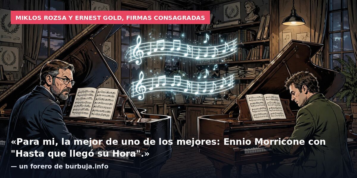 Miklos Rozsa y Ernest Gold, firmas consagradas: «Para mi, la mejor de uno de los mejores: Ennio Morricone con "Hasta que llegó su Hora".» — un forero de burbuja.info