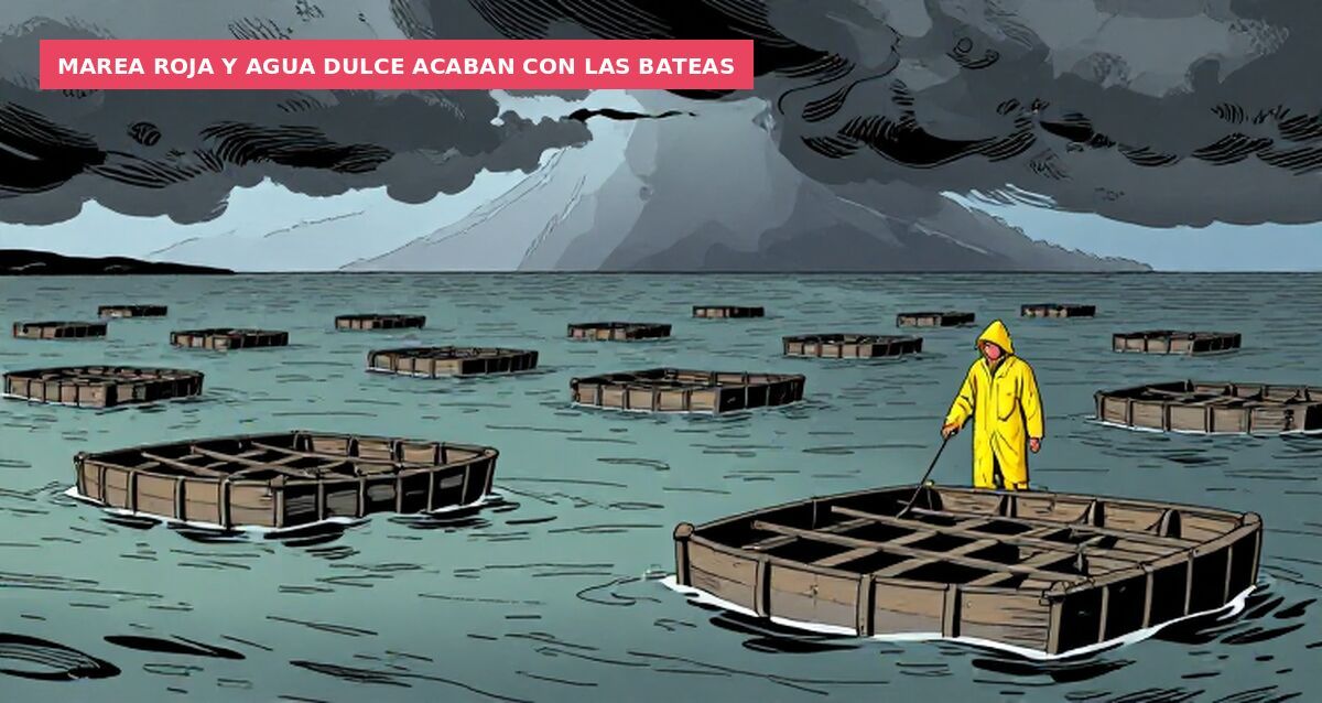 Marea roja y agua dulce acaban con las bateas