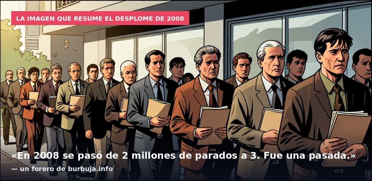 La imagen que resume el desplome de 2008: «En 2008 se pasó de 2 millones de parados a 3. Fue una pasada.» — un forero de burbuja.info