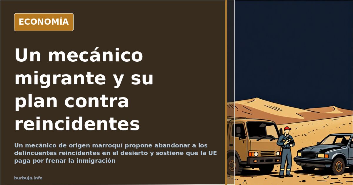 Taller mecánico con un coche levantado y un mecánico junto a un cliente en la puerta del local
