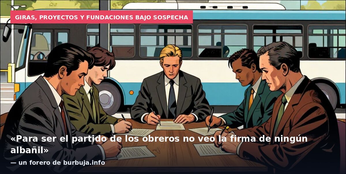 Giras, proyectos y fundaciones bajo sospecha: «Para ser el partido de los obreros no veo la firma de ningún albañil» — un forero de burbuja.info