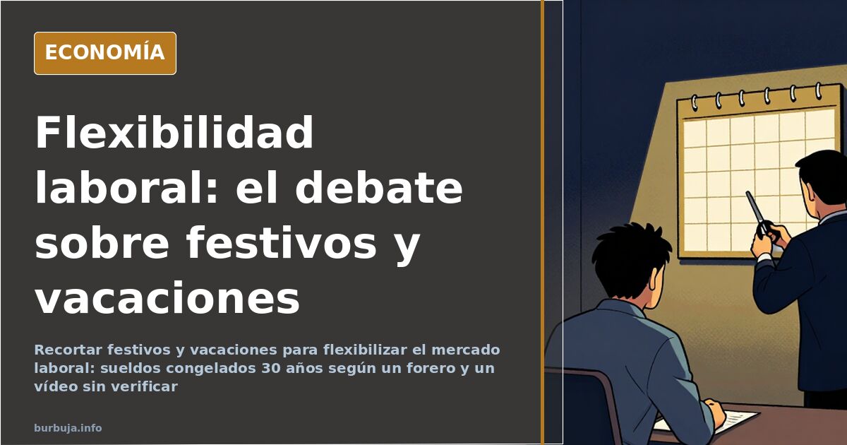 Calendario laboral junto a la palabra flexibilidad, ilustración editorial en azul marino y dorado