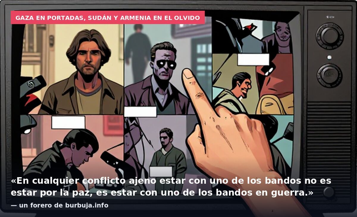 Gaza en portadas, Sudán y Armenia en el olvido: «En cualquier conflicto ajeno estar con uno de los bandos no es estar por la paz, es estar con uno de los bandos en guerra.» — un forero de burbuja.info