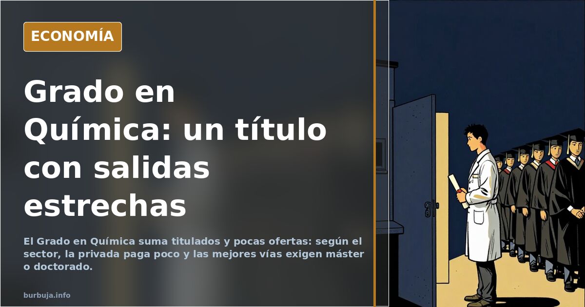 Graduada en química sosteniendo su título ante un mercado laboral con salidas estrechas en España