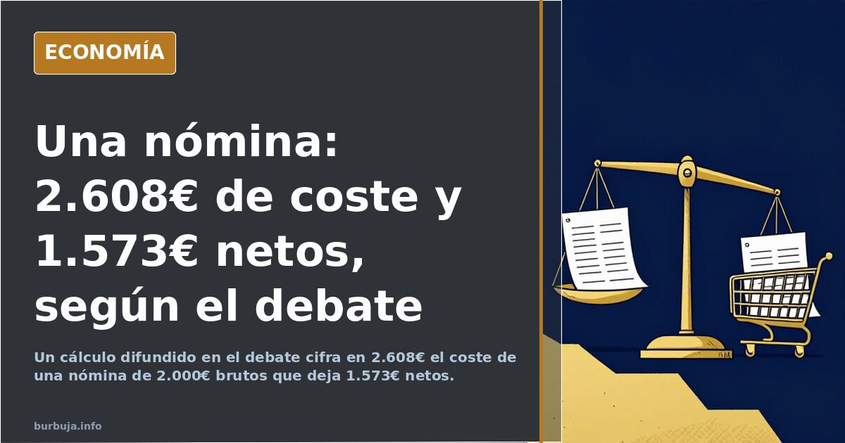 Nómina en euros junto a un carro de la compra en un supermercado, comparando cesta de precios y coste laboral en España