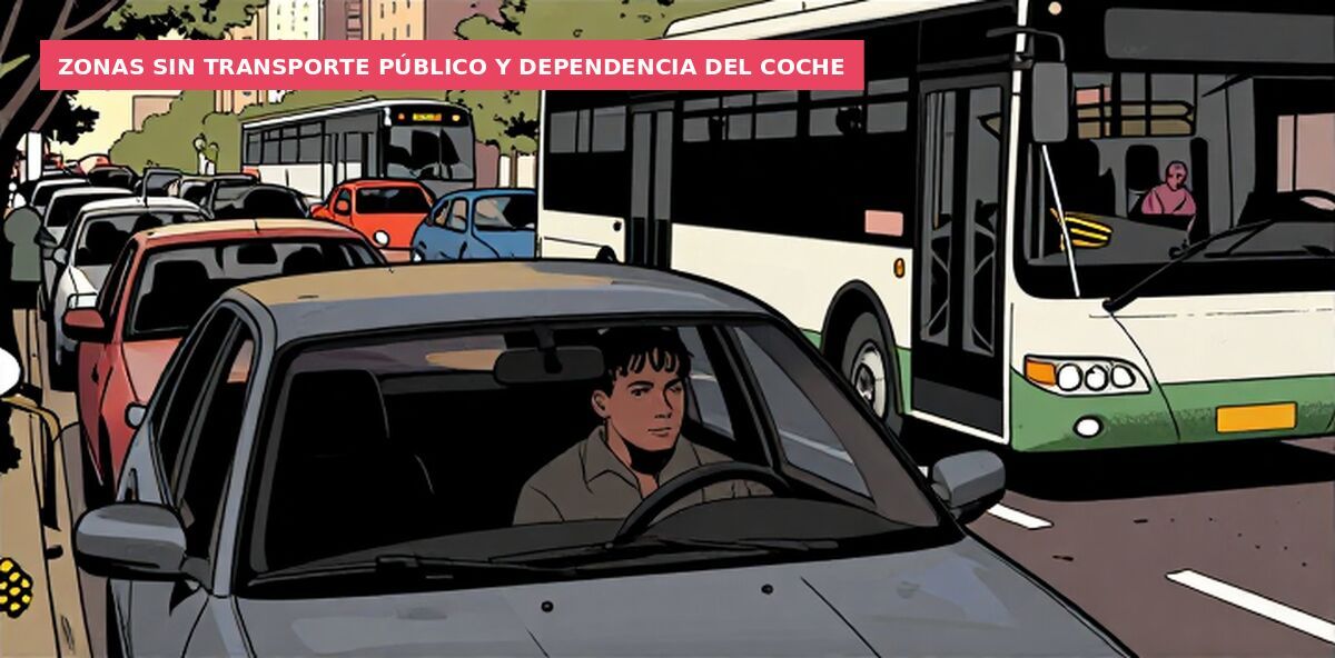 Zonas sin transporte público y dependencia del coche