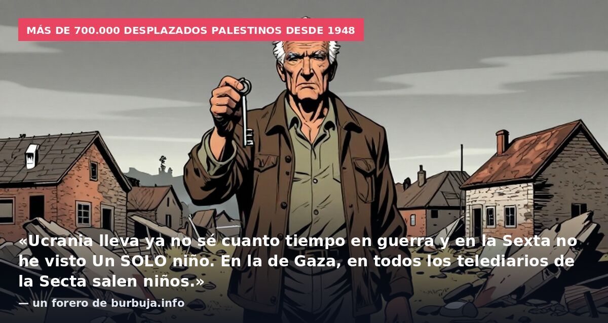 Más de 700.000 desplazados palestinos desde 1948: «Ucrania lleva ya no sé cuanto tiempo en guerra y en la Sexta no he visto Un SOLO niño. En la de Gaza, en todos los telediarios de la Secta salen niños.» — un forero de burbuja.info