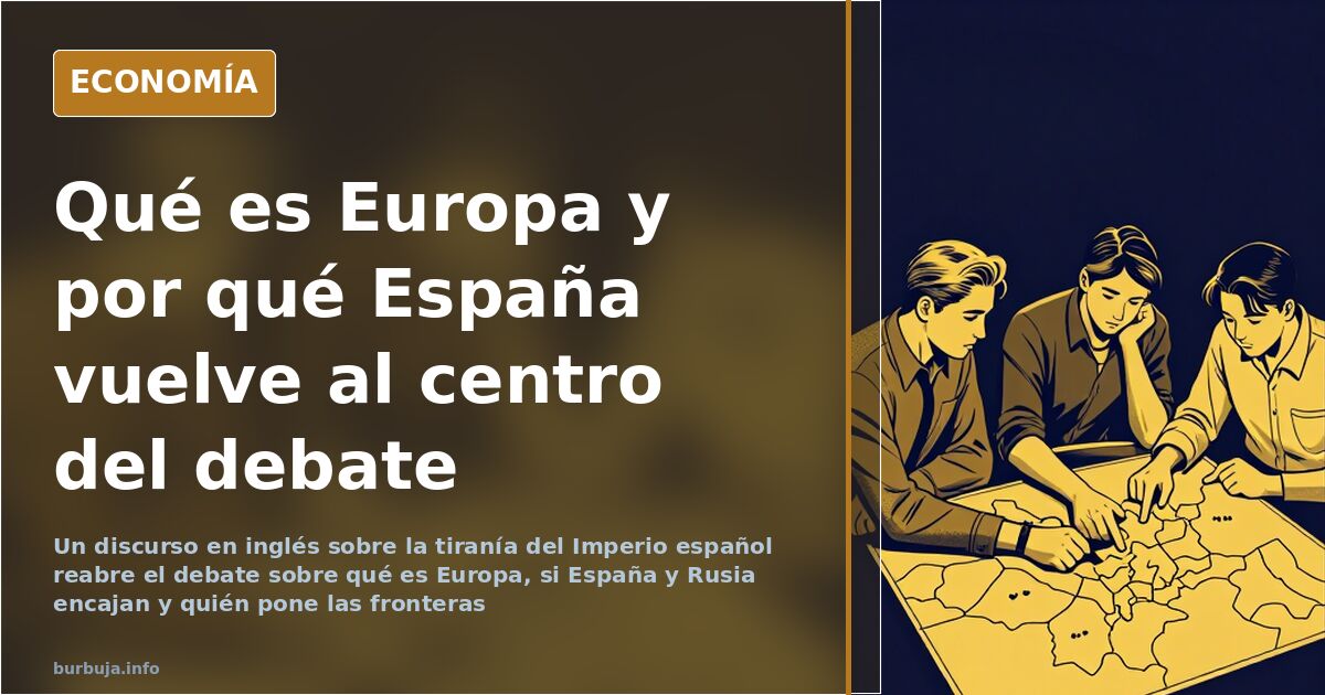Ilustración editorial nocturna de un mapa de Europa fragmentado en piezas sobre fondo azul marino