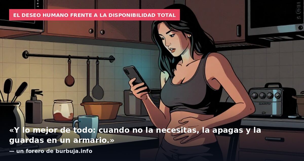 El deseo humano frente a la disponibilidad total: «Y lo mejor de todo: cuando no la necesitas, la apagas y la guardas en un armario.» — un forero de burbuja.info