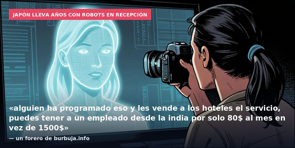 Japón lleva años con robots en recepción: «alguien ha programado eso y les vende a los hoteles el servicio, puedes tener a un empleado desde la india por solo 80$ al mes en vez de 1500$» — un forero de burbuja.info