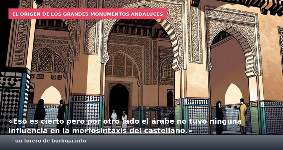 El origen de los grandes monumentos andaluces: «Eso es cierto pero por otro lado el árabe no tuvo ninguna influencia en la morfosintaxis del castellano.» — un forero de burbuja.info