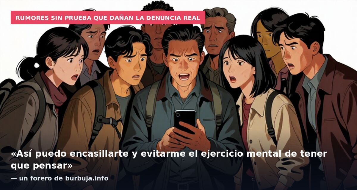 Rumores sin prueba que dañan la denuncia real: «Así puedo encasillarte y evitarme el ejercicio mental de tener que pensar» — un forero de burbuja.info