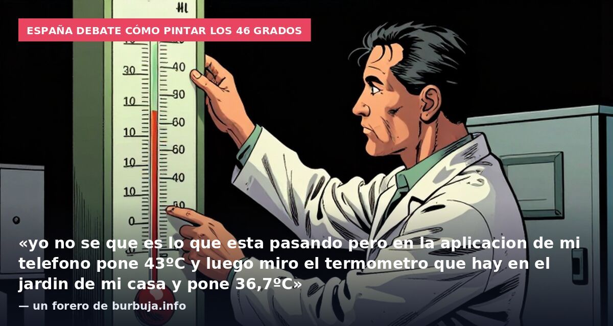 España debate cómo pintar los 46 grados: «yo no se que es lo que esta pasando pero en la aplicacion de mi telefono pone 43ºC y luego miro el termometro que hay en el jardin de mi casa y pone 36,7ºC» — un forero de burbuja.info