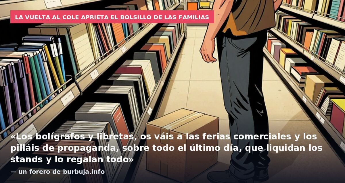 La vuelta al cole aprieta el bolsillo de las familias: «Los bolígrafos y libretas, os váis a las ferias comerciales y los pilláis de propaganda, sobre todo el último día, que liquidan los stands y lo regalan todo» — un forero de burbuja.info