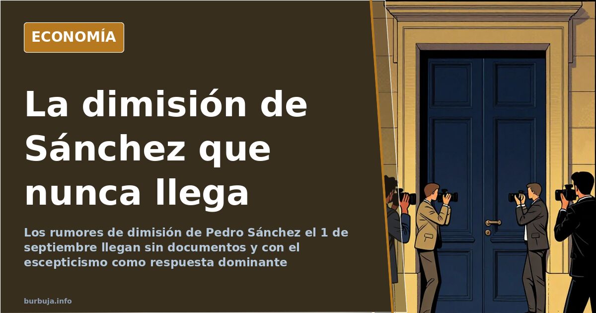 Ilustración editorial de un reloj de pared y un sillón vacío en un despacho oficial, símbolo de la dimisión de Sánchez que nu