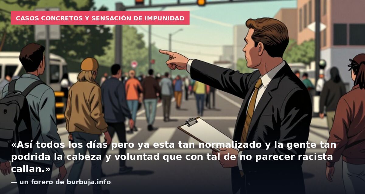 Casos concretos y sensación de impunidad: «Así todos los días pero ya esta tan normalizado y la gente tan podrida la cabeza y voluntad que con tal de no parecer racista callan.» — un forero de burbuja.info