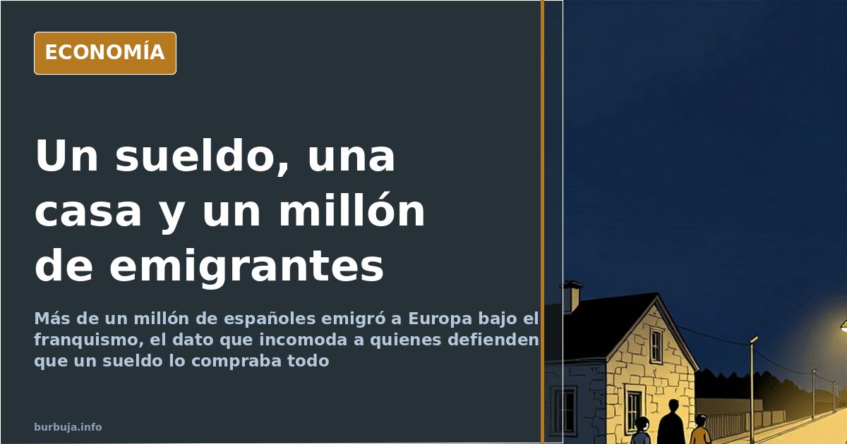 Ilustración editorial de una familia española con maletas rumbo a la frontera, imagen de la emigración durante el franquismo