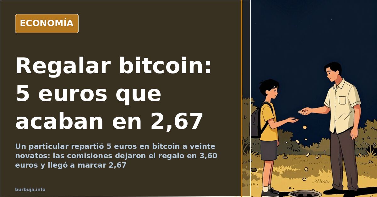 Ilustración editorial de una cartera bitcoin con monedas doradas y un código QR sobre fondo azul marino