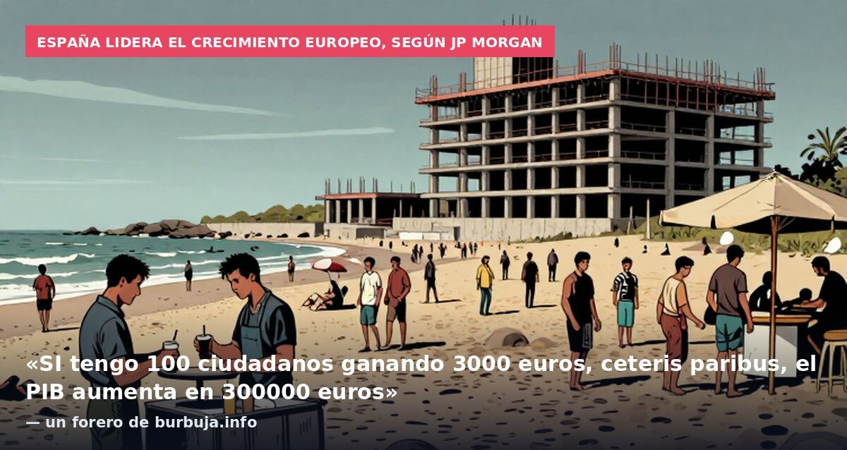España lidera el crecimiento europeo, según JP Morgan: «SI tengo 100 ciudadanos ganando 3000 euros, ceteris paribus, el PIB aumenta en 300000 euros» — un forero de burbuja.info