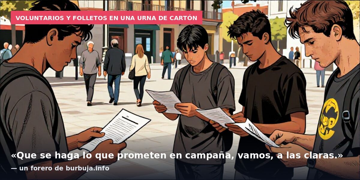 Voluntarios y folletos en una urna de cartón: «Que se haga lo que prometen en campaña, vamos, a las claras.» — un forero de burbuja.info