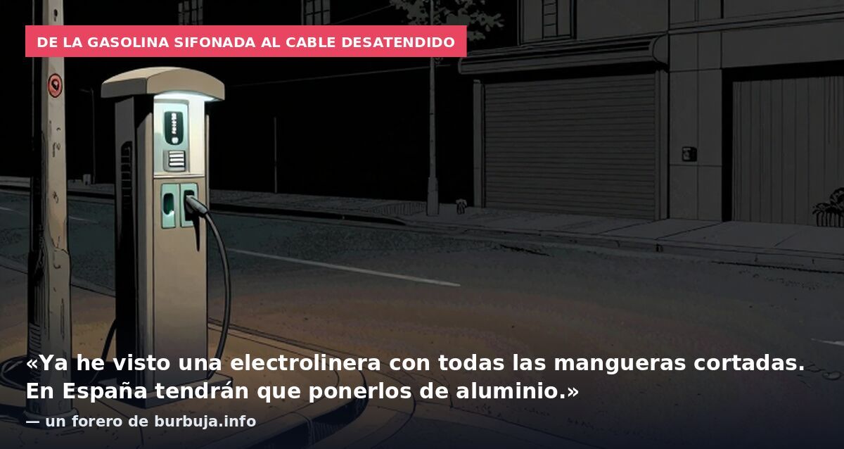 De la gasolina sifonada al cable desatendido: «Ya he visto una electrolinera con todas las mangueras cortadas. En España tendrán que ponerlos de aluminio.» — un forero de burbuja.info