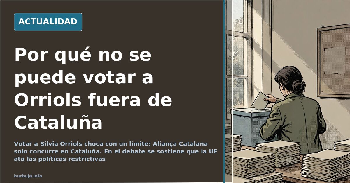 Papeletas electorales sobre una mesa de colegio electoral, con una urna al fondo