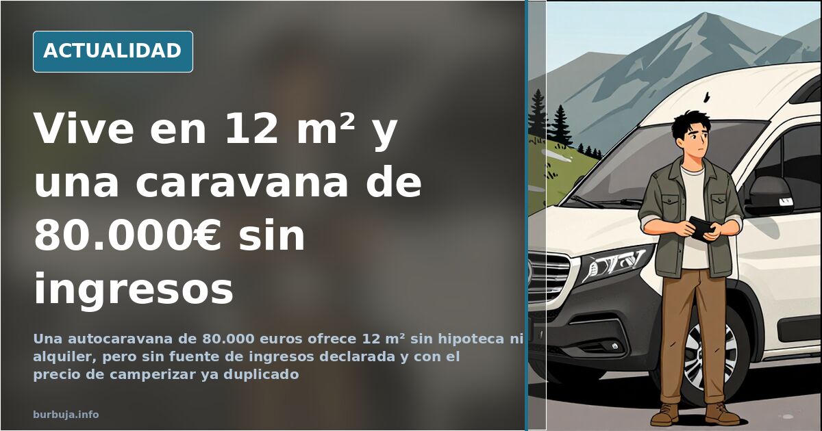 Interior de una autocaravana camperizada con cama, cocina y armarios, iluminada por luz natural desde la puerta lateral
