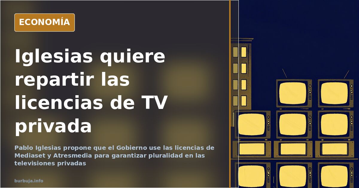 Pantallas de televisión frente a un edificio institucional, ilustración sobre las licencias de Mediaset y Atresmedia
