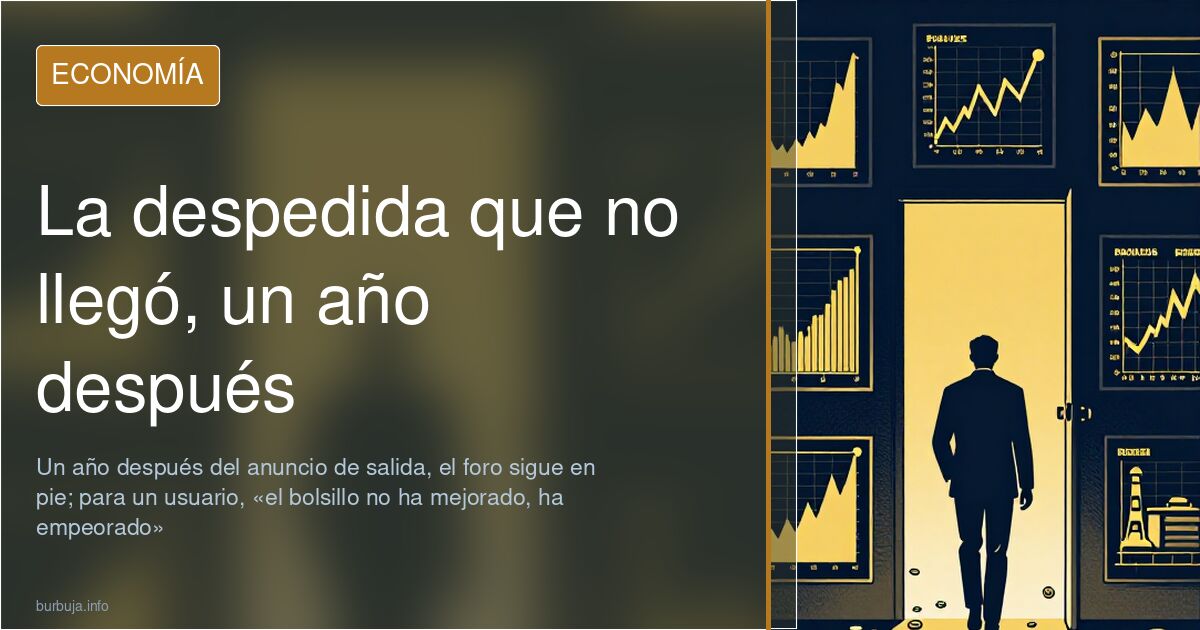 Figura alejándose de una puerta entre iconos de anuncios y monedas: el adiós que no llegó y el bolsillo que un forero da por 
