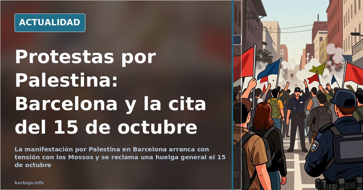 Manifestantes durante la marcha en Barcelona en apoyo a la Flotilla Global Sumud