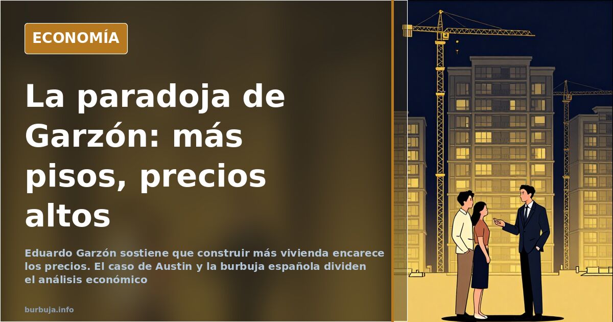 Ilustración de bloques de vivienda junto a una autopista que se satura al añadir carriles, metáfora de la paradoja de Braess