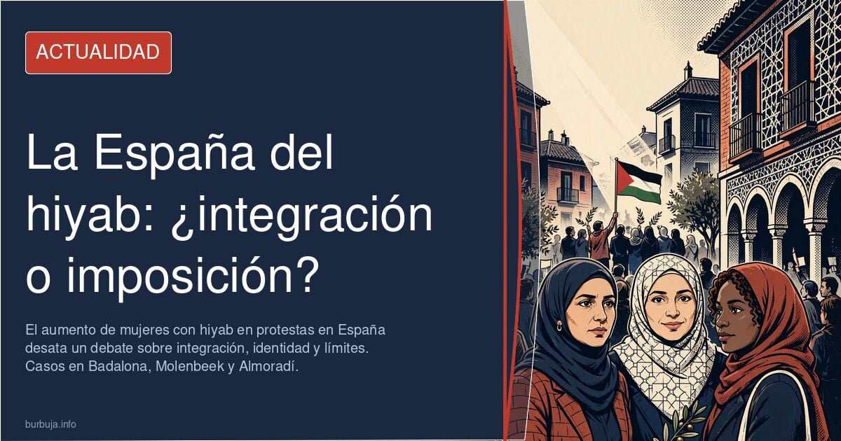 Mujeres con velo islámico protestando en una calle de España