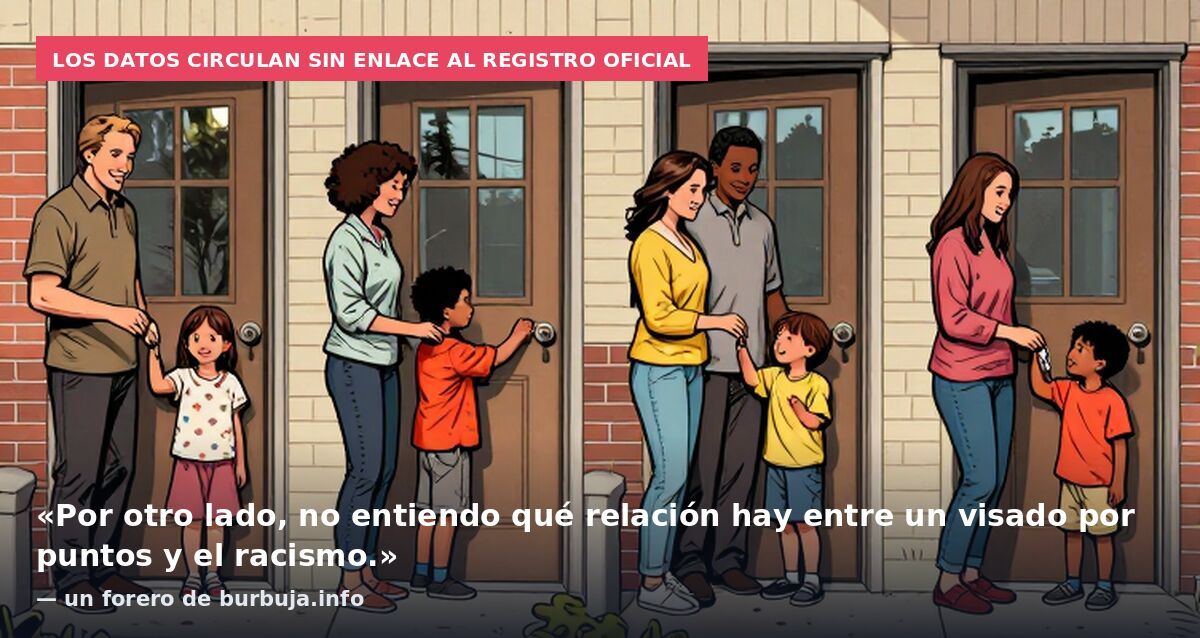 Los datos circulan sin enlace al registro oficial: «Por otro lado, no entiendo qué relación hay entre un visado por puntos y el racismo.» — un forero de burbuja.info